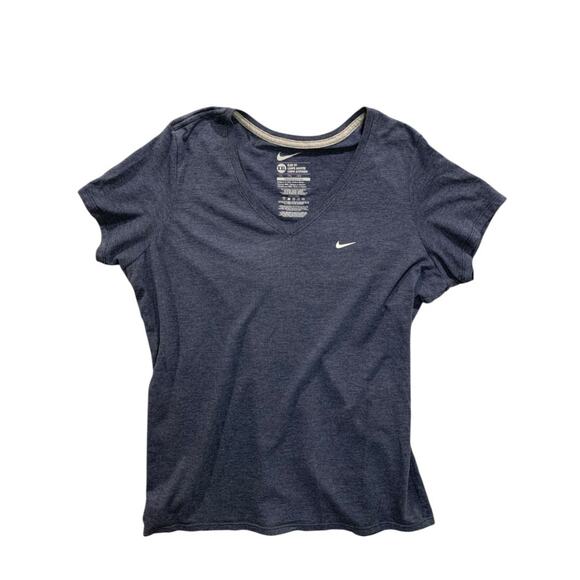 Size XXL Nike Womens Slim Fit V-Neck Navy Blue Tshirt - Picture 1 of 6